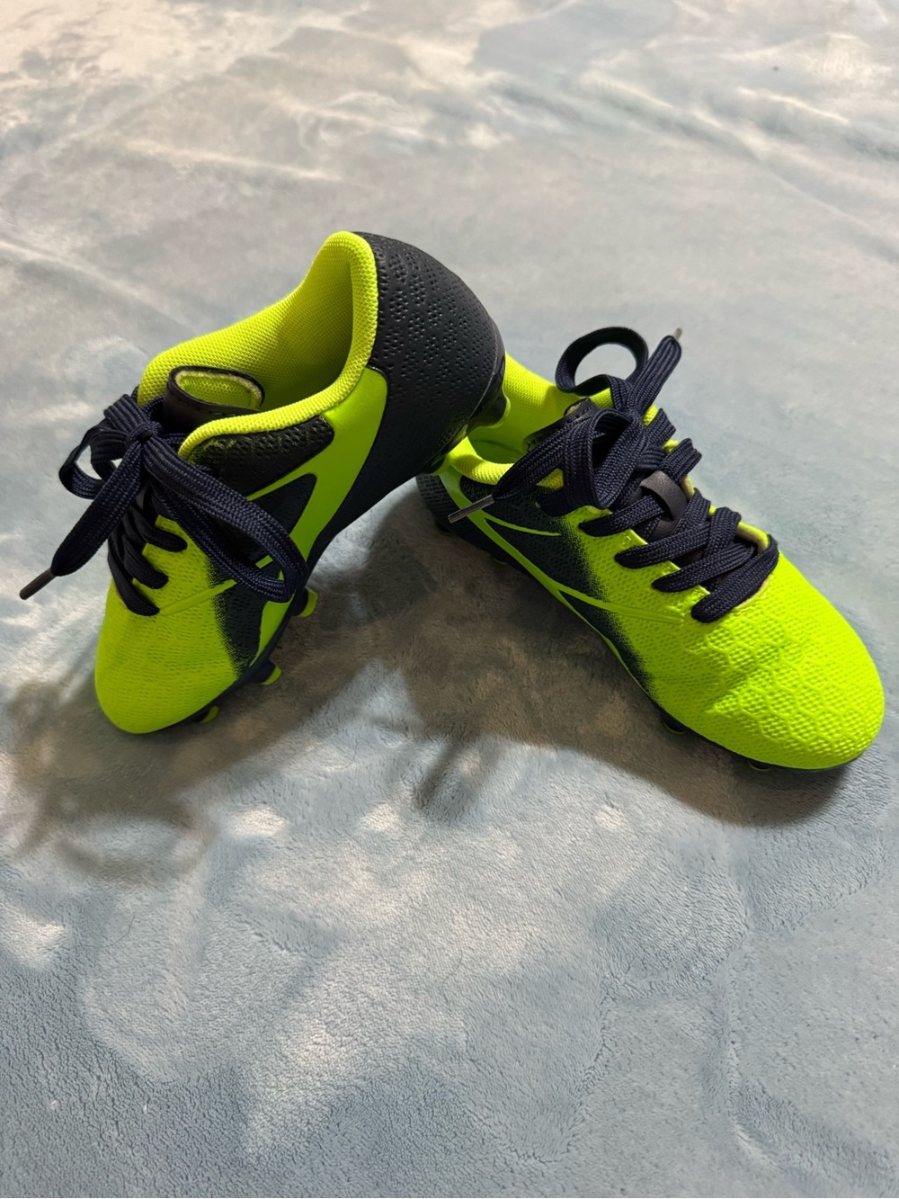 Kids Neon Lime & Navy Soccer Cleats - Youth Athletic Shoes